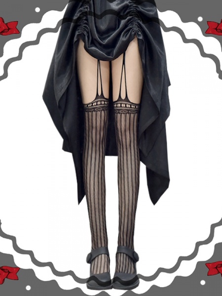 [$7.99]Harajuku Hallow-out Striped Gothic Lolita Tights